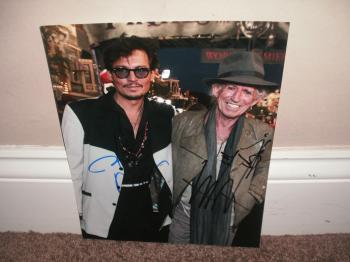 Image of Keith Richards And Johnny Depp Dual Autographed Color 8X10