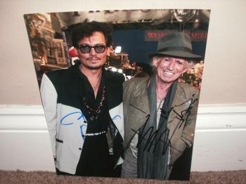 Image of Keith Richards And Johnny Depp Dual Autographed Color 8X10