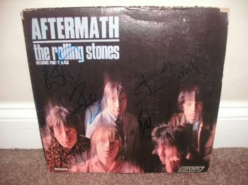 Image of THE ROLLING STONES band signed "Aftermath" LP album!