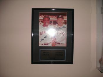 Image of Mickey Mantle and Willie Mays 12X16 Autographed Plaque w/Coa