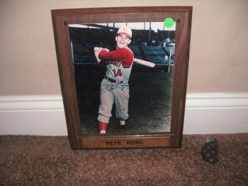 Image of Pete Rose Autographed 11X13 Plaque Display W/PSA/DNA 