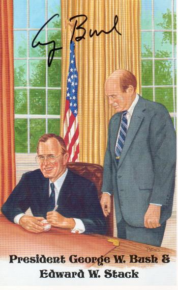 Image of President George Bush Sr. Autographed Color Perez-Steele Postcard
