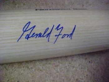 Image of Gerald Ford hand signed/guaranteed BB bat.