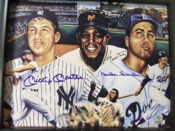 Image of Willie, Mickey & the Duke hand signed/framed artwork.