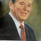 Image of Ronald Reagan hand signed Presidential portrait.