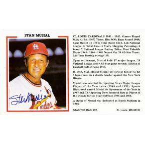 Image of MLB Stan Musial  autographed HOF postcard